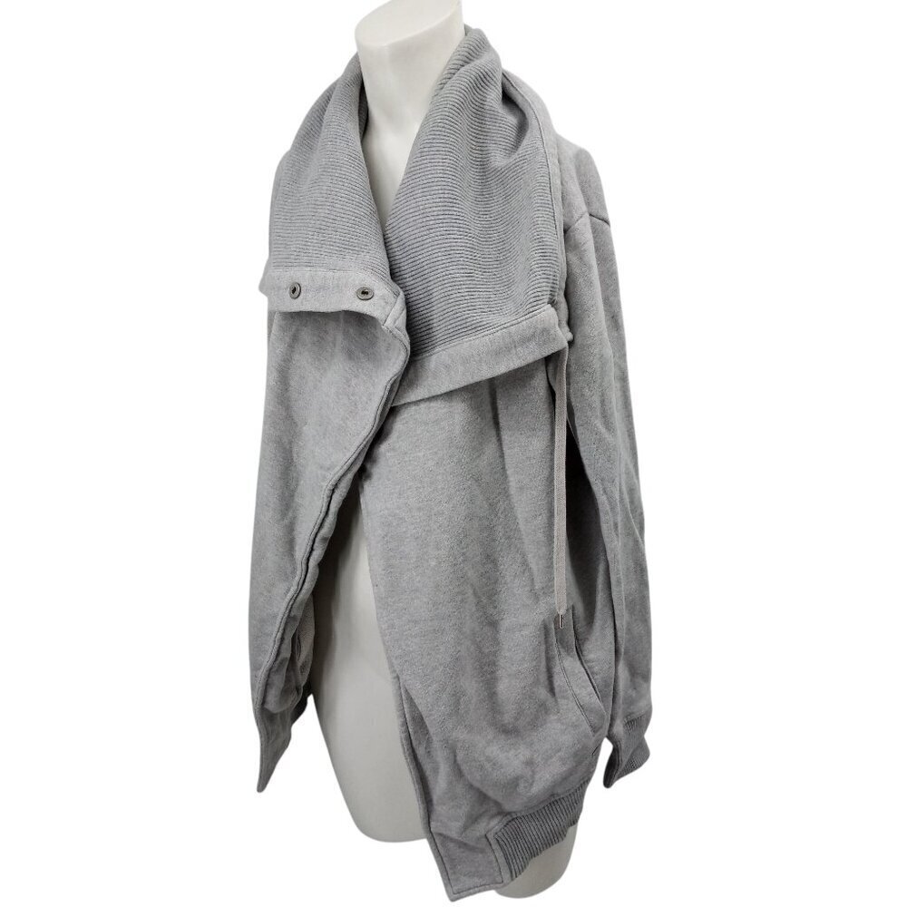 Athleta Wrappers Delight Heathered Gray Sweatshirt Cardigan Size XS Snap Funnel